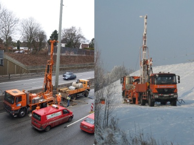 Vorarbeiten, Bohrungen zur Bodenuntersuchung